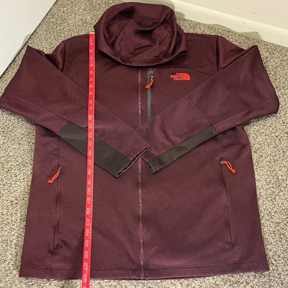 The North Face Men's Maroon Hoodie Jacket with Orange Accents